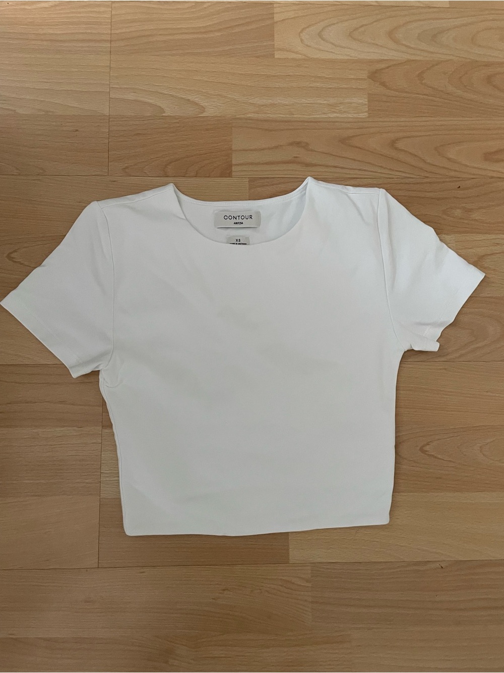 Aritzia White Contour Cropped Short Sleeve T-Shirt Top